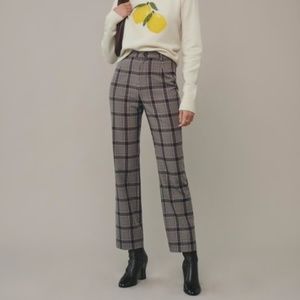 NEW Reformation Franklin Pant Beige/Red Check 12